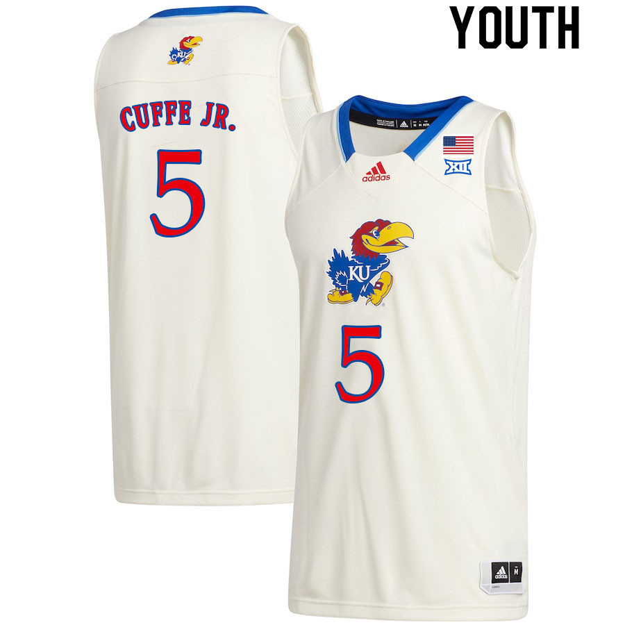 Youth #5 Kyle Cuffe Jr. Kansas Jayhawks College Basketball Jerseys Sale-Cream - Click Image to Close
